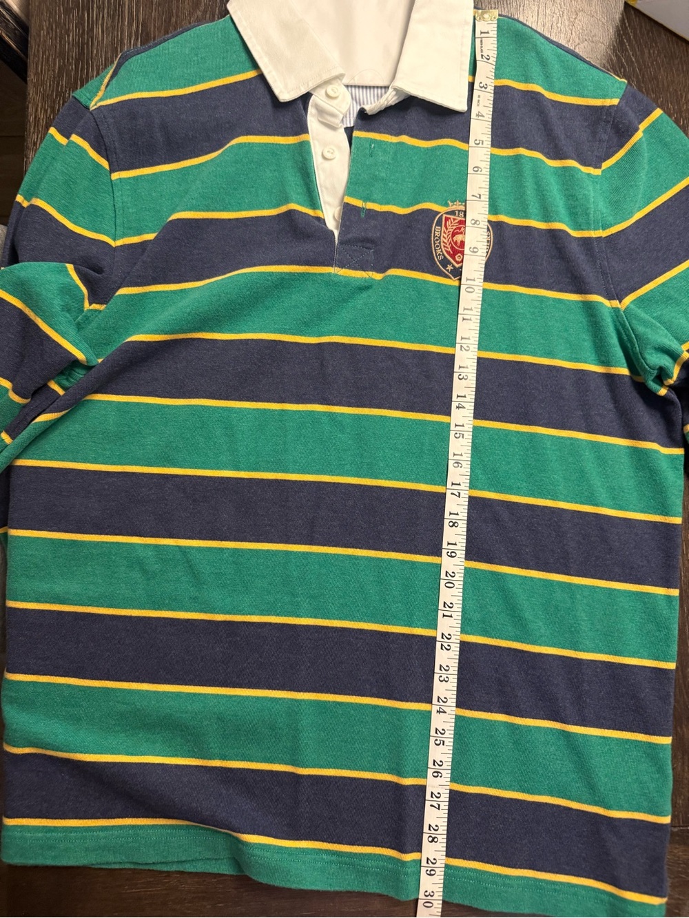 Brooks Brothers Men's XL Green Navy Striped Rugby Polo Shirt - Picture 6 of 8